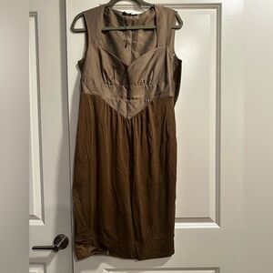MaxMara Two-Tone Brown Midi Dress, L